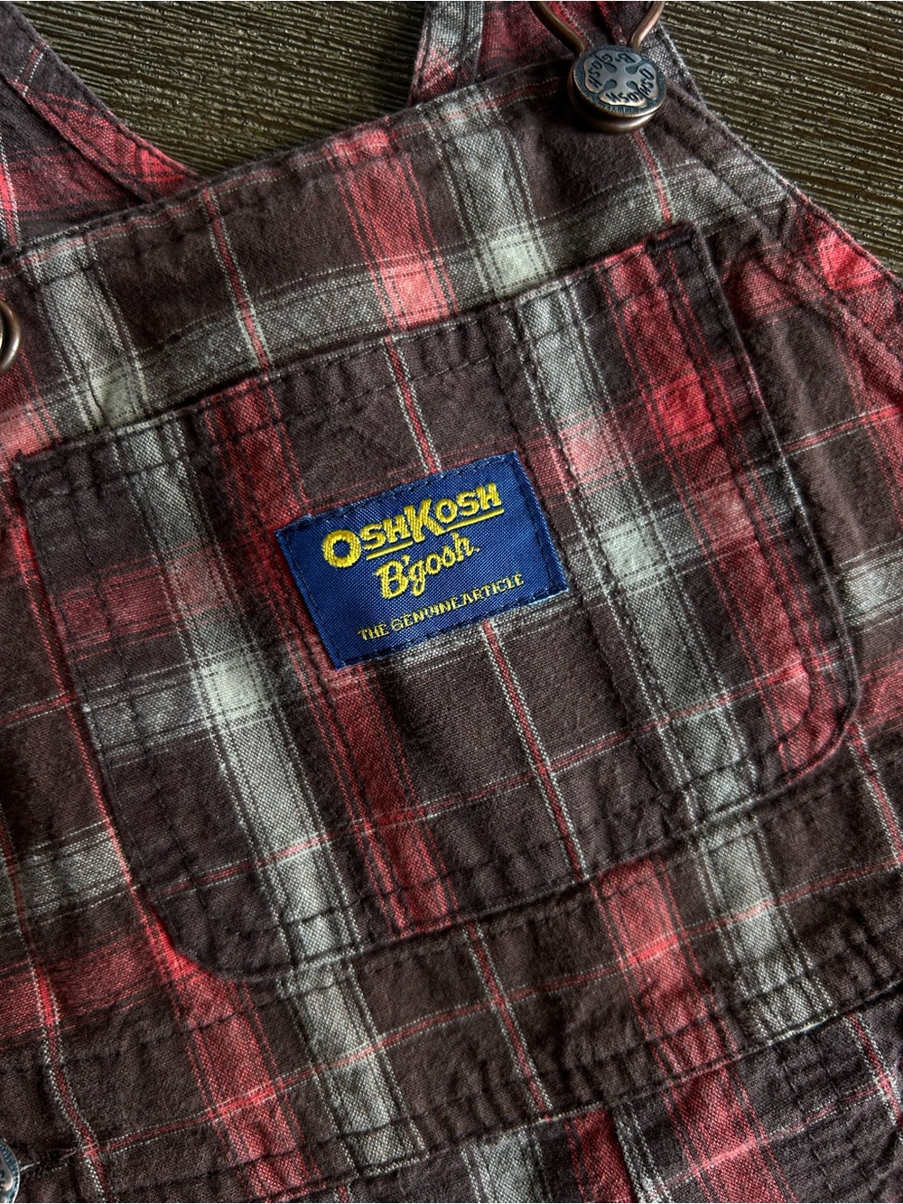 OshKosh B'gosh Infant Red Plaid Overalls (6M)